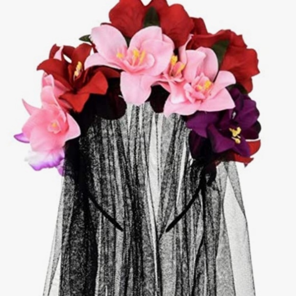 Frida Kahlo Mexican Flower Crown Headband Halloween Party Costume Dia de Los Mue - Picture 3 of 9